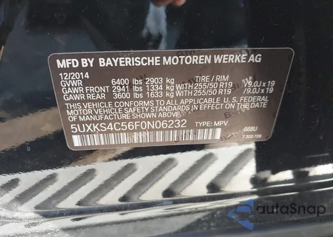 2015 BMW X5 xDrive35D из США, поврежденный, VIN 5UXKS4C56F0N06232